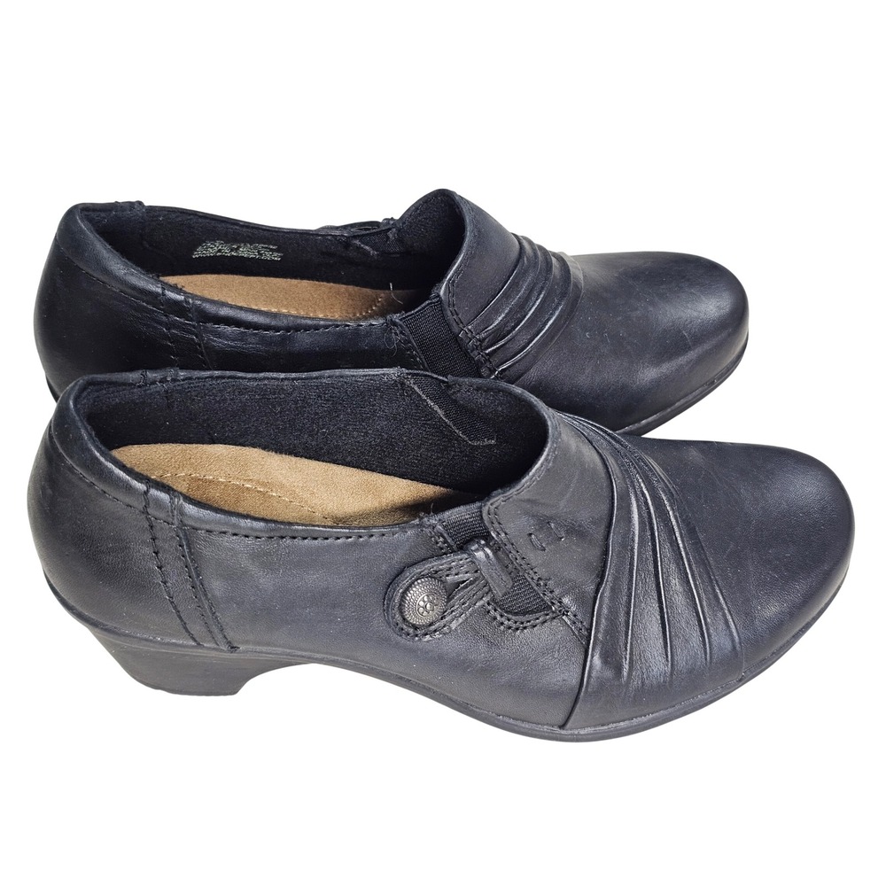 Michel M. Nina 92632 Black Leather Pleated Slip On Shootie Low Block Heel 8W